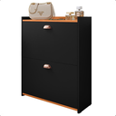 Ver imagem 1 de Sapateira Hall Entrada Sapatos 2 Portas Puxador Concha Closet - Preto / Cinamomo