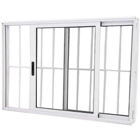 Janela de Alumínio Branco Vitro 2 Folhas 100 x 150 Linha 25 com Grade