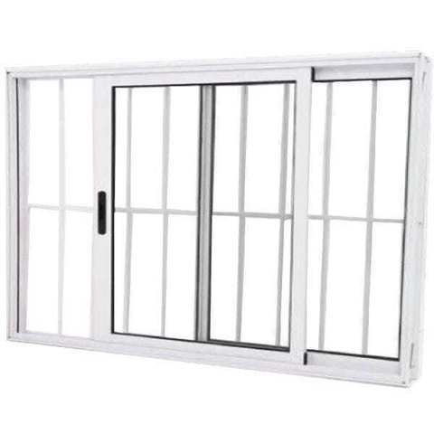 Janela de Alumínio Branco Vitro 2 Folhas 100 x 120 Linha 25 com Grade