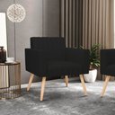 Ver imagem 2 de Kit 2 Poltronas Viena Gomada Linho Pés Palito Natural - D’Rossi A79 Preto