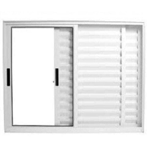 Janela de Alumínio Branco Veneziana 3 Folhas 100 x 100 Linha 25 sem Grade