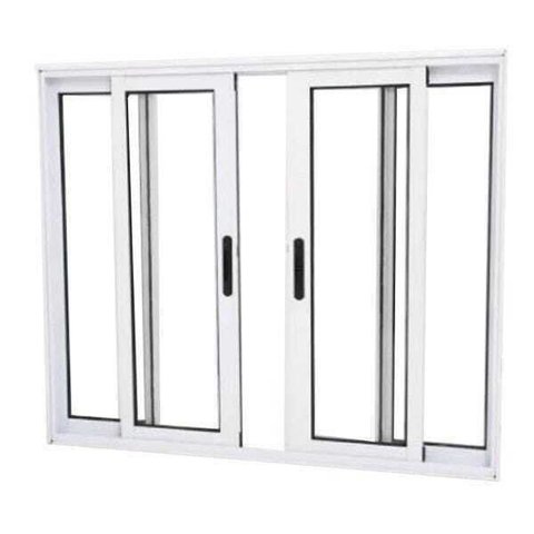 Janela de Alumínio Branco Vitro 4 Folhas 100 x 100 Linha 25 sem Grade