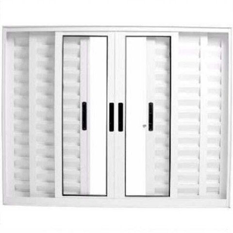 Janela de Alumínio Branco Veneziana 6 Folhas 120 x 200 sem Grade Linha 25