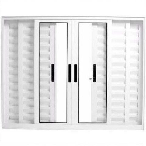 Janela de Alumínio Branco Veneziana 6 Folhas 100 x 200 sem Grade Linha 25