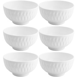 Conjunto 6 Tigelas de Porcelana Brancas 270ml Ballon Lyor Cumbucas para Sobremesa Frutas - 1