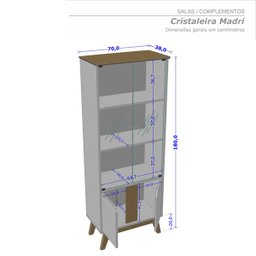 Cristaleira Madri Sala de Estar com Pés de Madeira Maciça - 3