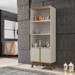 Cristaleira Madri Sala de Estar com Pés de Madeira Maciça - 1