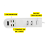 Régua Extensão Elétrica 2 Tomadas 10a + 4 Usb Bivolt Cabo 2 Metros - 6