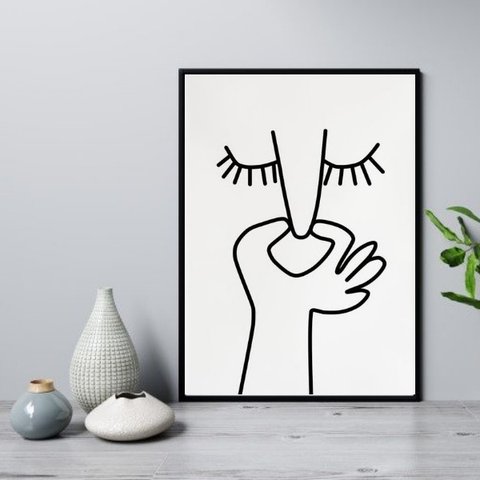 Quadro Divertido para Banheiro Minimalista 33x24cm - com Vidro:madeira Preta