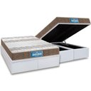Ver imagem 1 de Cama Box Baú Queen: Colchão Espuma D33 Probel / Ep Plus Double Face + Base White(158x198)