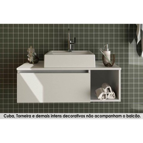 Bancada de Banheiro Suspenso Bn3601 1 Porta Cor Branco - Tecno Mobili