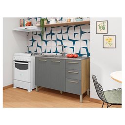 Balcão de Pia Mad Versalhes 120 Cm Freijó Gris - Kits Paraná - 4