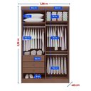 Ver imagem 4 de Guarda-Roupa Solteiro MDF 4 Portas 3 Gavetas Fenix