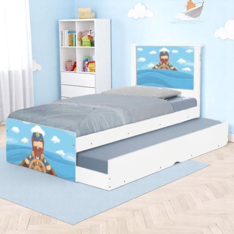 Cama Solteiro Infantil com Cama Auxiliar 195x96cm Personagens K02 - D’Rossi