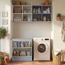 Ver imagem 2 de Lavanderia Modulada 3 Peças 1 Aéreo 1 Balcão sem Tampo 1 Nicho 80cm Marselha Cabecasa Madeiraoriginals