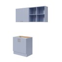 Ver imagem 3 de Lavanderia Planejada 3 Peças 1 Aéreo 1 Balcão sem Tampo 1 Nicho 80cm Marselha CabeCasa MadeiraOriginals Azul/Sereno