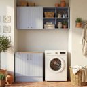 Ver imagem 1 de Lavanderia Modulada 3 Peças 1 Aéreo 1 Balcão sem Tampo 1 Nicho 80cm Marselha Cabecasa Madeiraoriginals