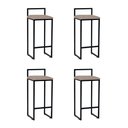 Ver imagem 1 de Kit 4 Banquetas Altas Industriais em Aço Dori Preto Assento Suede Bege