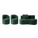 Ver imagem 2 de Conjunto Decorativo 02 Poltronas + Sofá Curvo Orgânico Nature Gaia Veludo Verde - Montanaris Decor
