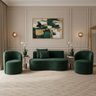 Conjunto Decorativo 02 Poltronas + Sofá Curvo Orgânico Nature Gaia Veludo Verde - Montanaris Decor - 1