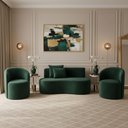 Ver imagem 1 de Conjunto Decorativo 02 Poltronas + Sofá Curvo Orgânico Nature Gaia Veludo Verde - Montanaris Decor