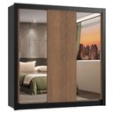 Ver imagem 2 de Guarda-Roupa Casal Madesa Lyon 3 Portas de Correr com Espelhos 2 Gavetas Preto/Rustic Cor:Preto/Rust