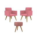 Ver imagem 1 de Kit 02 Poltronas Decorativas Pés Palito + 1 Puff Cor:rosa