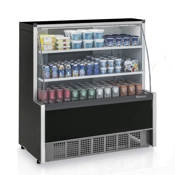 Vitrine Refrigerada Universal 2 Placas Frias GPDA-110R PR Preta Linha Aurora Vidro Reto Gelopar