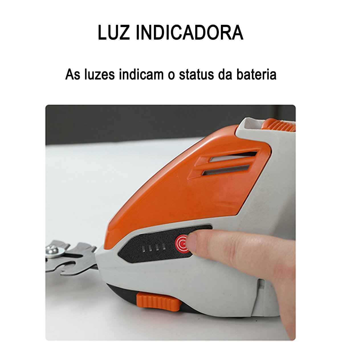 Podador Aparador de Arbusto Arvore Cerca Viva Grama Sem Fio 2 Laminas Eletrico Potente Resistente Mu - 7