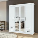 Ver imagem 1 de Guarda Roupa Roupeiro Quarto Solteiro Casal Lopas 4 Portas Rustic Clean Com Espelho Branco