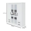 Ver imagem 4 de Guarda Roupa Roupeiro Quarto Solteiro Casal Lopas 4 Portas Rustic Clean Com Espelho Branco