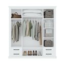 Ver imagem 2 de Guarda Roupa Roupeiro Quarto Solteiro Casal Lopas 4 Portas Rustic Clean Com Espelho Branco