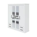 Ver imagem 3 de Guarda Roupa Roupeiro Quarto Solteiro Casal Lopas 4 Portas Rustic Clean Com Espelho Branco