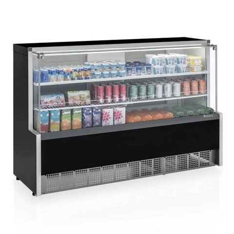 Vitrine Refrigerada Universal 2 Placas Frias GPDA-175R PR Preta Linha Aurora Vidro Reto Gelopar