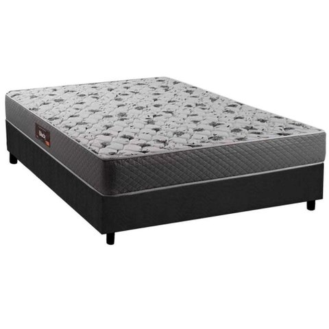 Cama Box Casal: Colchão Ortopédico Herval D28/ag65 Black + Base Crc Suede Gray(138x188)
