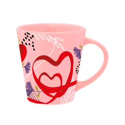 KIT CANECA DROP ROSA + PRATO - TIPOS DE MAES - MAE DE CORACAO - 3