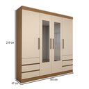 Ver imagem 4 de Guarda-roupa Casal Romenia Slim 4 Portas 6 Gavetas Amêndola/off White - Panorama Móveis