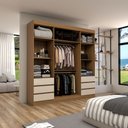 Ver imagem 2 de Guarda-roupa Casal Romenia Slim 4 Portas 6 Gavetas Amêndola/off White - Panorama Móveis