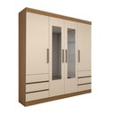 Ver imagem 3 de Guarda-roupa Casal Romenia Slim 4 Portas 6 Gavetas Amêndola/off White - Panorama Móveis