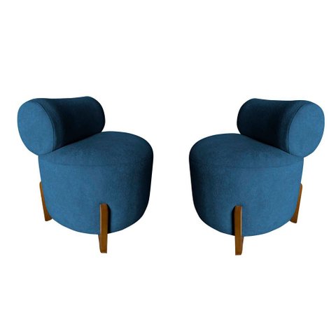 Kit 2 Poltronas Decorativa Mônaco Bouclé Azul Marinho