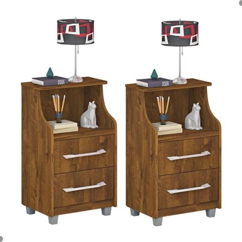 Conjunto 2 Mesa de Cabeceira Topázio Malbec com 2 Gavetas