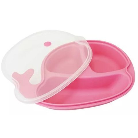 Prato Infantil Baleia 3 Divisorias e Tampa Colors Clingo 6m+