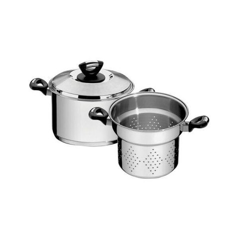 Jogo Cozi-Pasta Em Aço Inox Fundo Triplo 2 Peças 20cm Solar Baquelite Tramontina - 65720/410