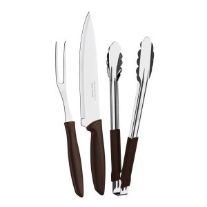 Kit Para Churrasco Tramontina Plenus Aço Inox Marrom 3 Peças - 23498/449