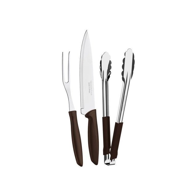 Kit Para Churrasco Tramontina Plenus Aço Inox Marrom 3 Peças - 23498/449