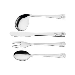 Kit Infantil Para Refeição Com Colher Curva Aço Inox 10 Peças Tramontina - 2 Kit Infantil Para Refeição Com Colher Curva Aço Inox 10 Peças Tramontina - 2