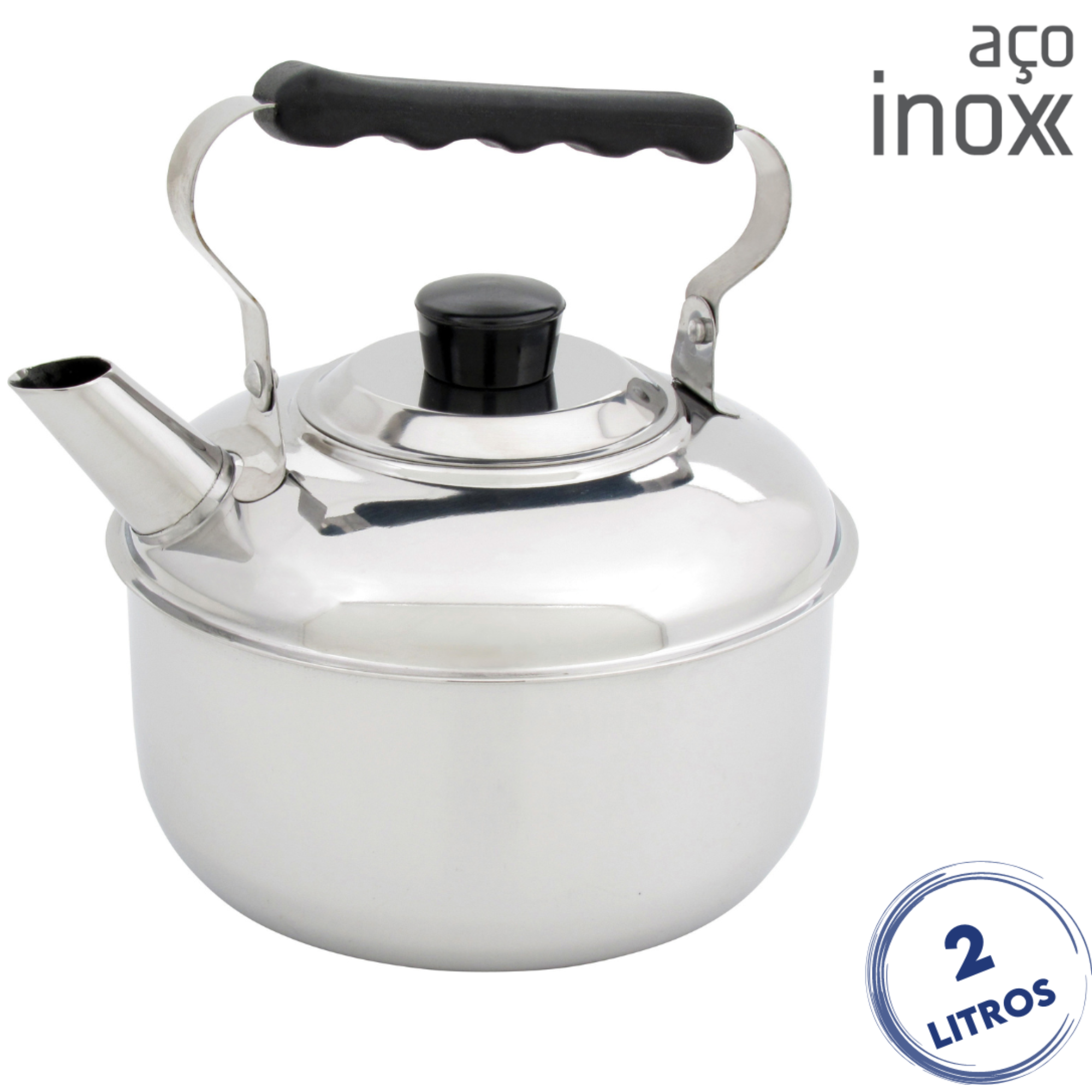 Chaleira Tradicional Aço Inox 2 Litros Domama Prime - 2