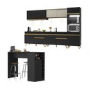 Ver imagem 1 de Armário de Cozinha Completa com Bancada Americana Veneza Multimóveis Mp2199 Preto/dourado