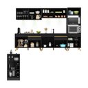 Ver imagem 4 de Armário de Cozinha Completa com Bancada Americana Veneza Multimóveis Mp2199 Preto/dourado