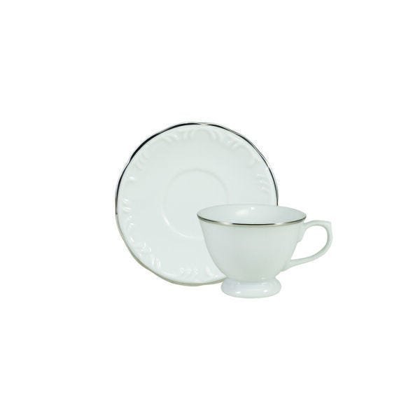 Serviço De Jantar Chá e Café Em Porcelana 42 Peças - Pomerode Filete De Prata Schmidt - 6